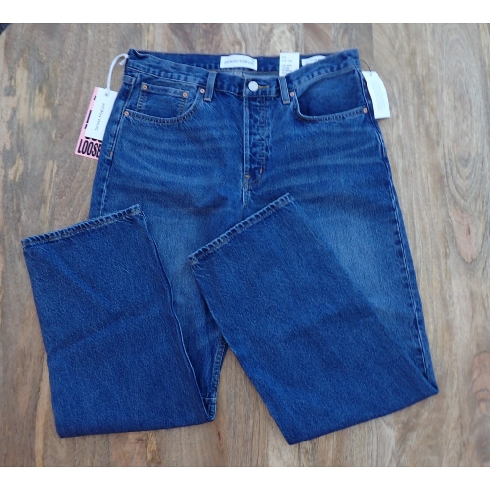 NWT 31W Denim Forum The 90's Loose  Mid-Rise Tapered Jeans Blue Y2K 90s Aritzia